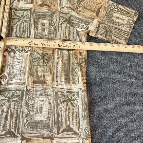 Tori‎ Richard Aloha Shirt Palm Tree Print Linen Blend Men's L - Picture 9 of 11